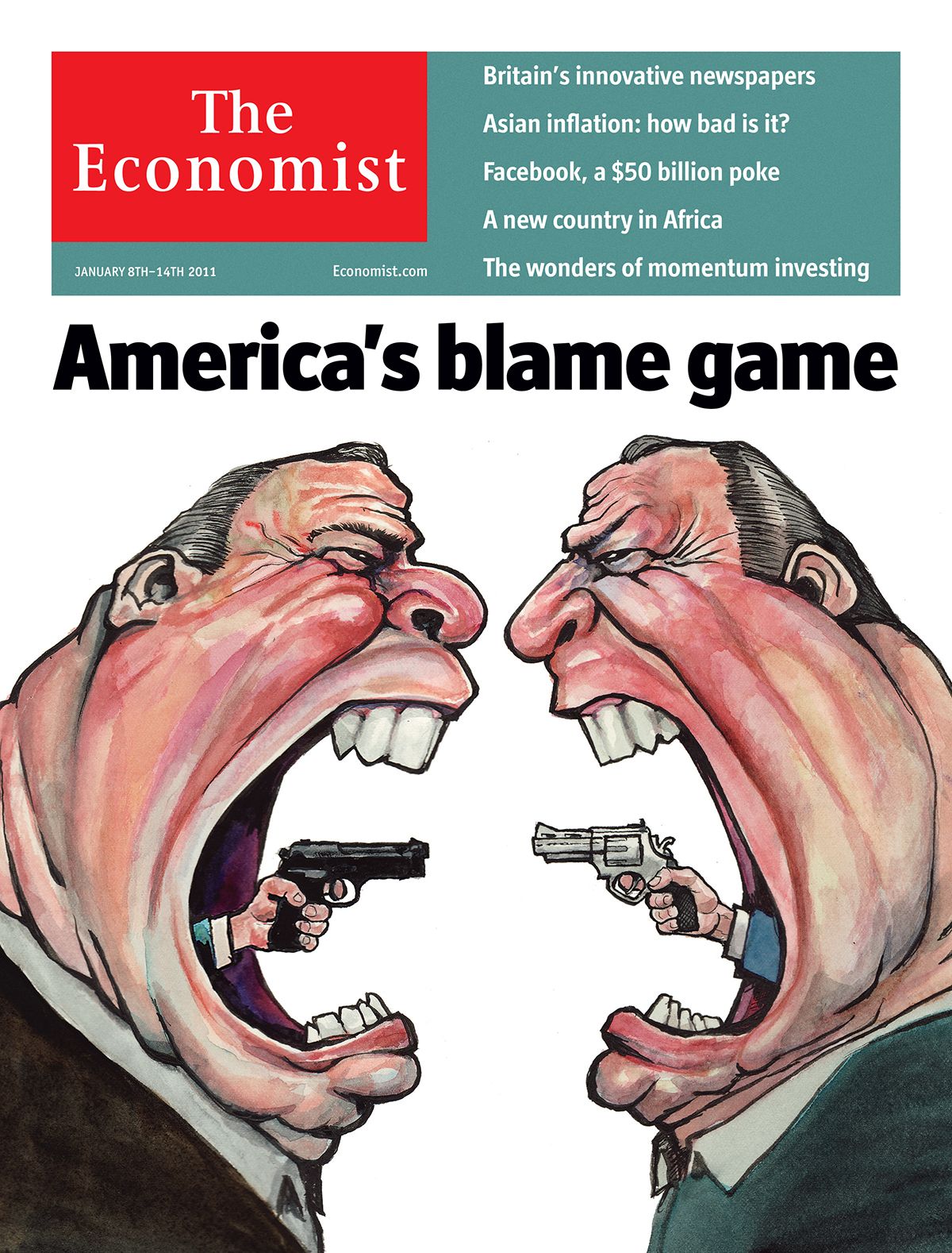 Economist cover Gabrielle Giffords gun conversation