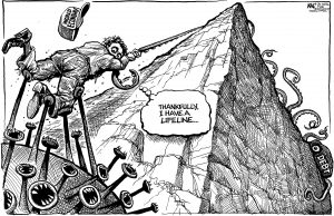 Kal Baltimore Sun cartoon Coronavirus World economy lifeline with debt