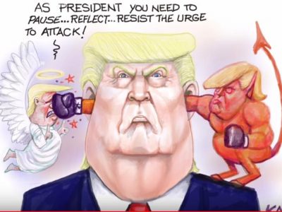 Can President Trump control his impulses? A cartoon by Kal