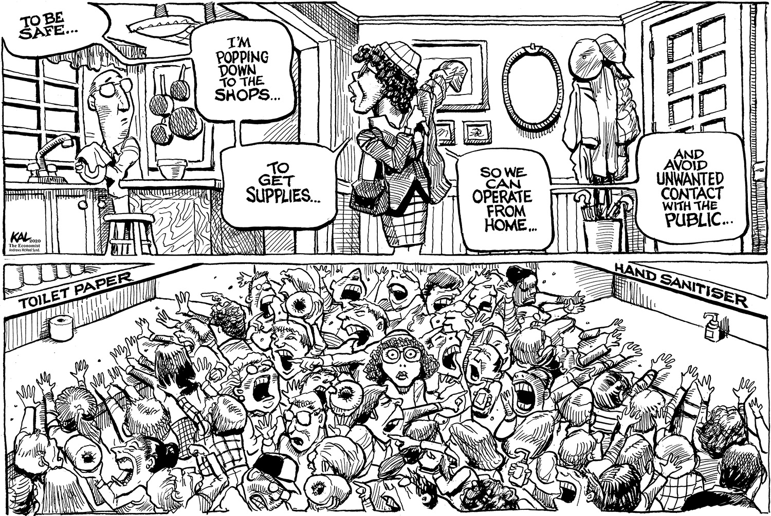 Kal cartoon pandemic shopping from The Economist